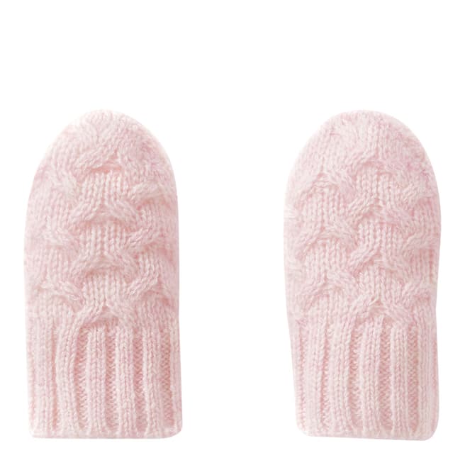 Pure Collection Pink Cashmere Baby Cable Mitt