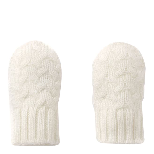 Pure Collection Soft White Cashmere Baby Cable Mitt