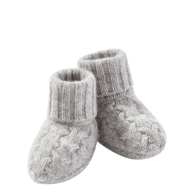 Pure Collection Grey Cashmere Baby Cable Booties