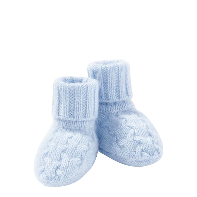 Pure Collection Blue Cashmere Baby Cable Booties