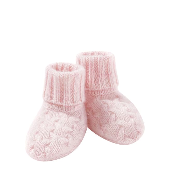 Pure Collection Pink Cashmere Baby Cable Booties