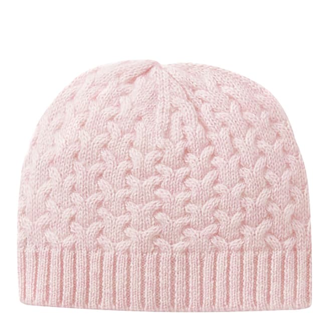 Pure Collection Pink Cashmere Baby Cable Hat