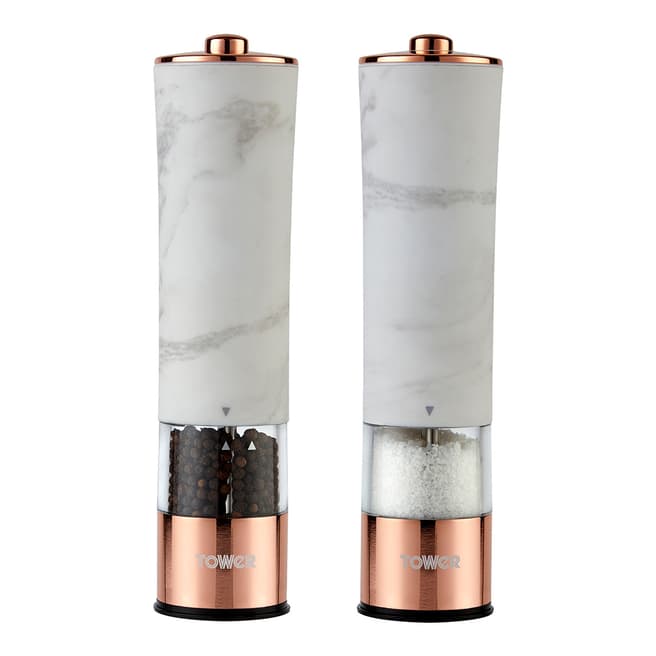 Tower Marble & Rose Gold Electric Salt & Pepper Mill