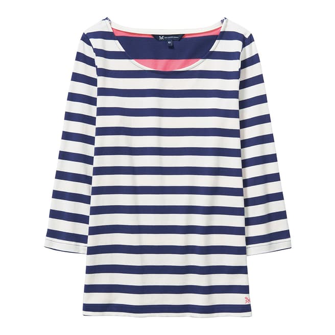 Crew Clothing Coral/Navy Striped Top