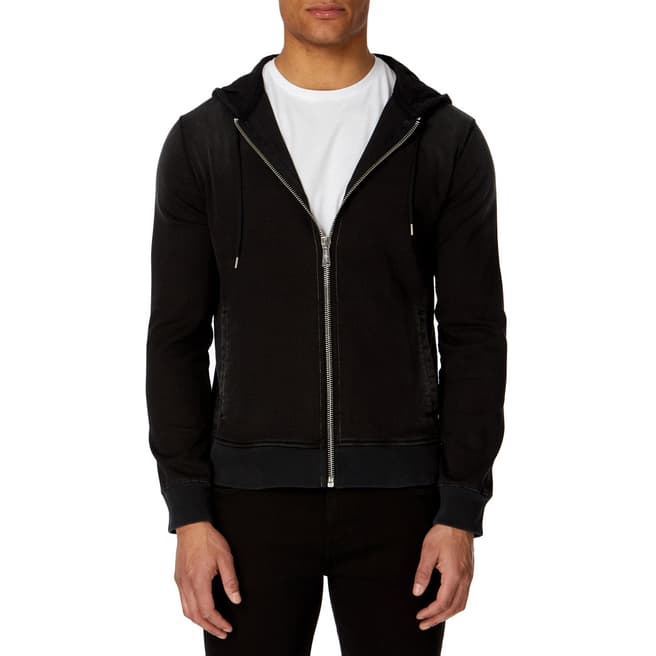 7 For All Mankind Black Wash Luxe Sport Hoodie
