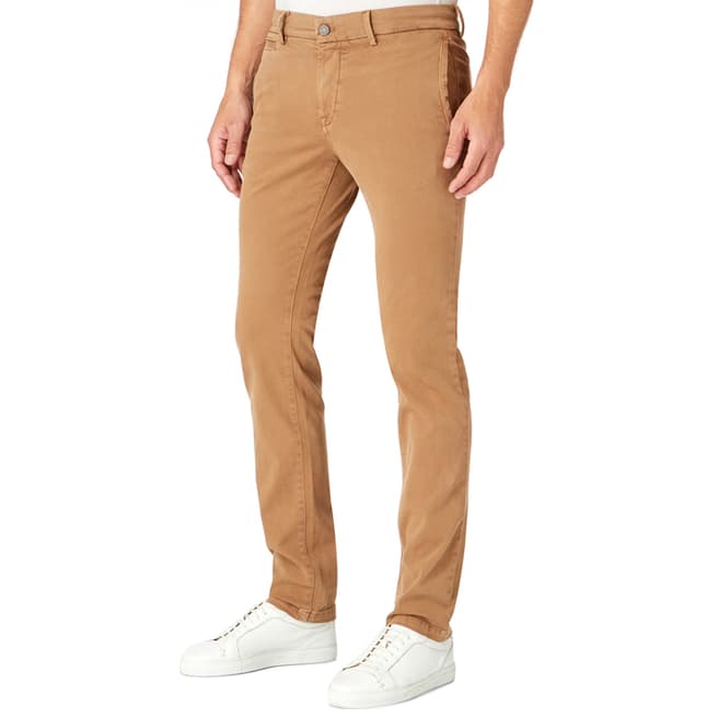 7 For All Mankind Camel Luxe Sateen Stretch Slim Chinos