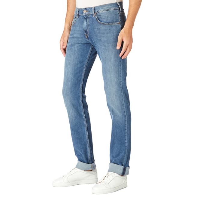 7 For All Mankind Mid Blue Modern Stretch Straight Jeans