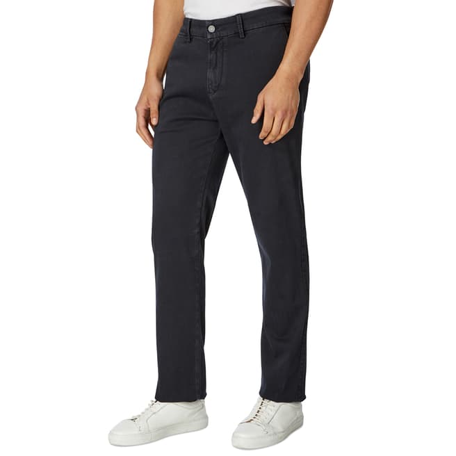 7 For All Mankind Navy Luxe Sateen Stretch Cotton Chinos