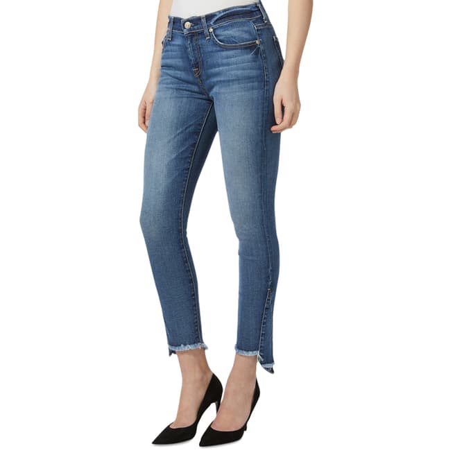 7 For All Mankind Mid Blue Kick Side Stretch Skinny Jeans
