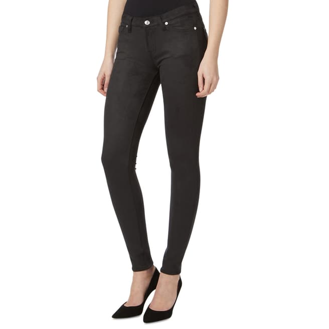 7 For All Mankind Black Leather-Like Skinny Stretch Jeans