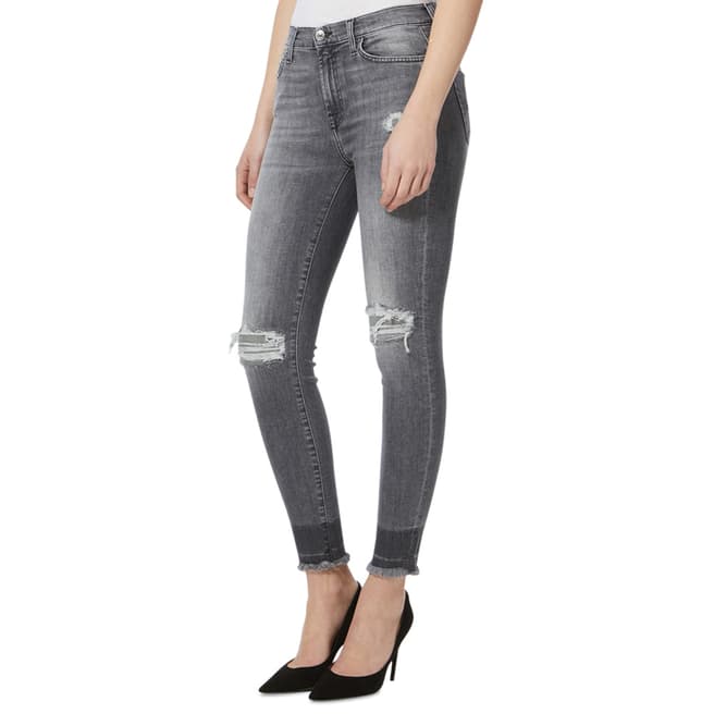 7 For All Mankind Grey Distressed Illusion Stretch Skinny Jeans