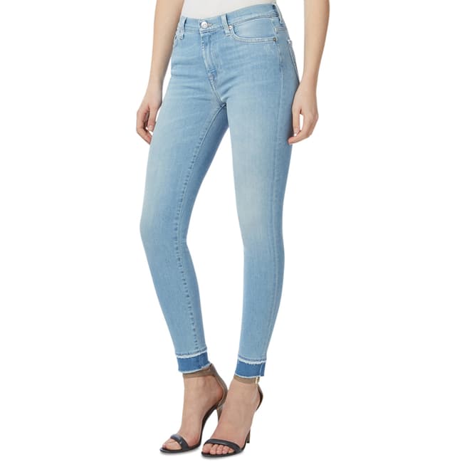 7 For All Mankind Light Blue Stretch Skinny Cropped Jeans
