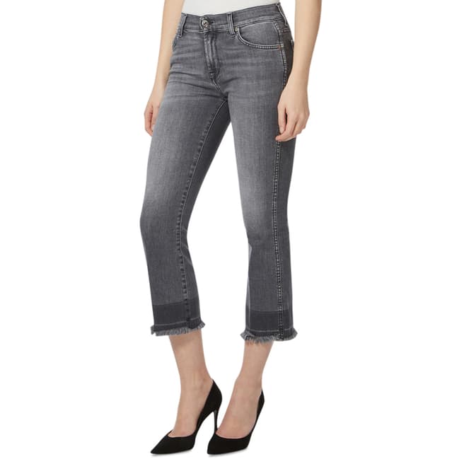 7 For All Mankind Grey Cropped Unrolled Bootcut Stretch Jeans