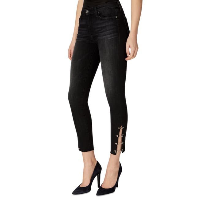 7 For All Mankind Black Metal Rings Skinny Stretch Jeans