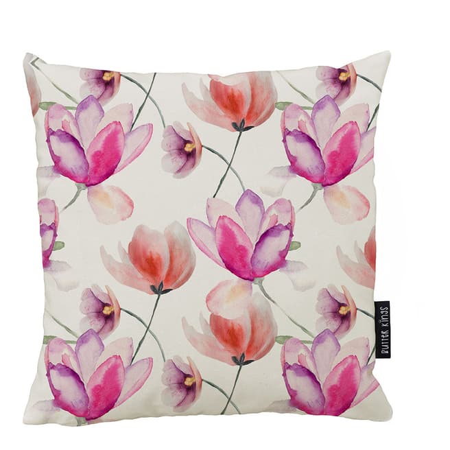 Butter Kings Pink Tulips Canvas Cushion Cover 50x50cm