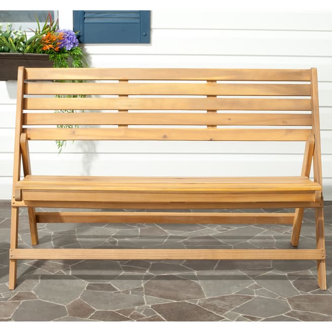 Safavieh Ferrat Outdoor Folding Bench, Natural Brown