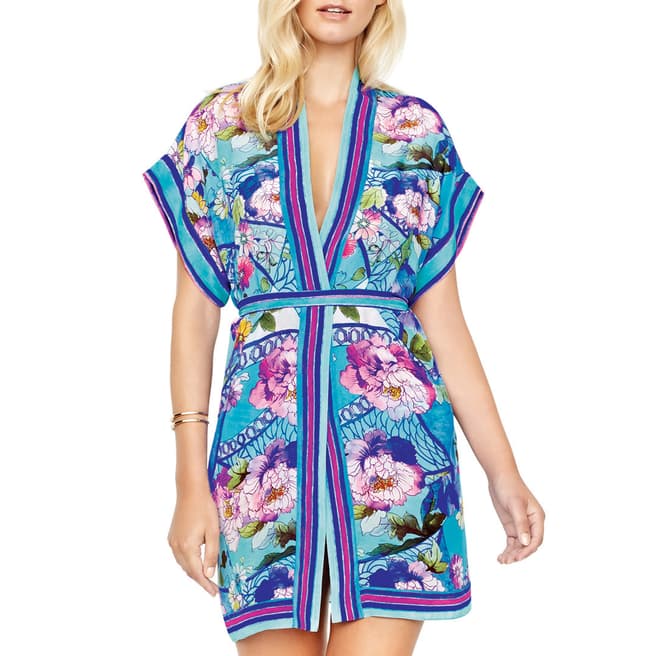 Gottex Blue Samosir Open Kimono With Belt