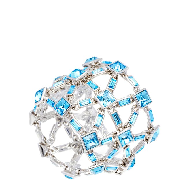 Simon Harrison Aquamarine Rhodium Claudette Crystal Bracelet