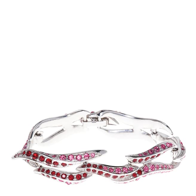 Simon Harrison Pink Rhodium Flaming Heart Crystal Bracelet
