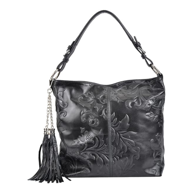 Isabella Rhea Black Leather Hobo Bag