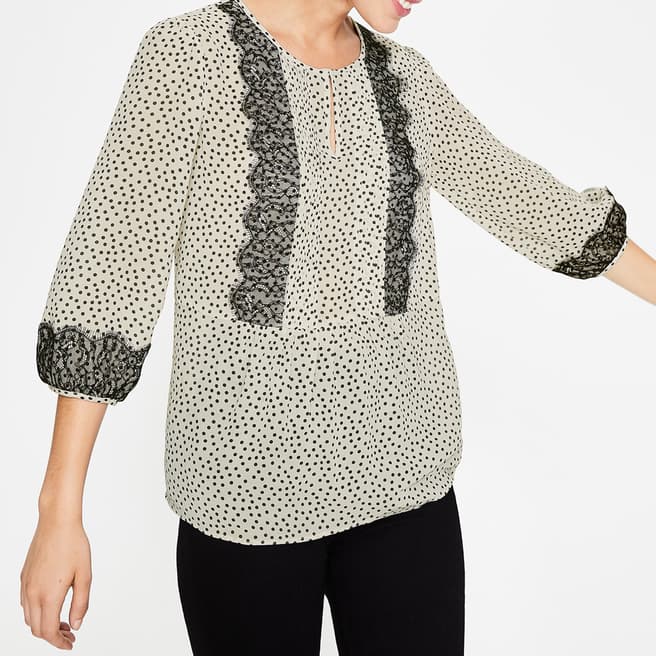 Boden Ivory Scattered Spot Cynthia Top