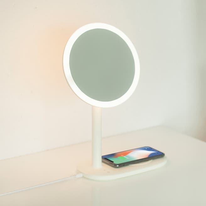 Fridja White Wireless Charger, Make Up Mirror & Desk Lamp