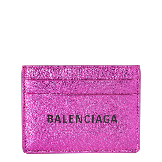 Balenciaga Metallic Pink Simple Card Holder