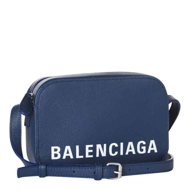 Balenciaga Navy Blue Logo Camera Bag