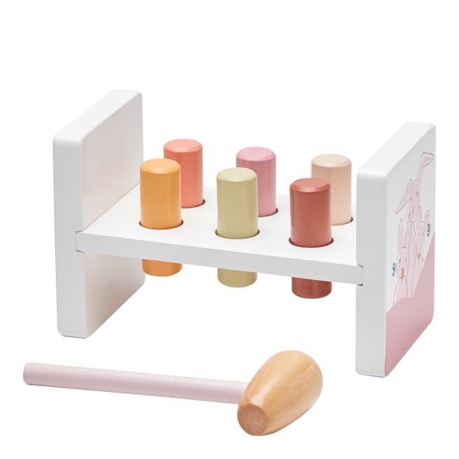 Kids Concept Pink Wooden Hammer Bench Toy