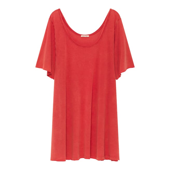 American Vintage Red/Pink Round Collar Short sleeves Trapeze Long Tee-Shirt