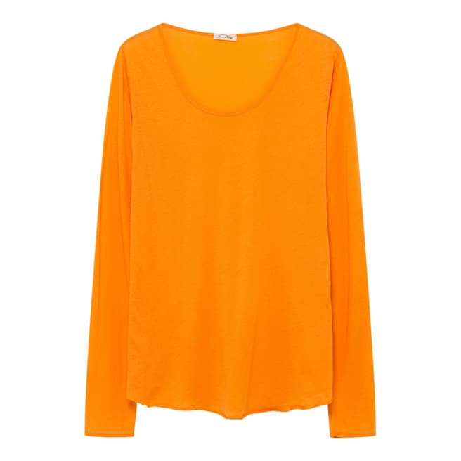 American Vintage Orange Round Collar Long sleeves Straight Tee-Shirt