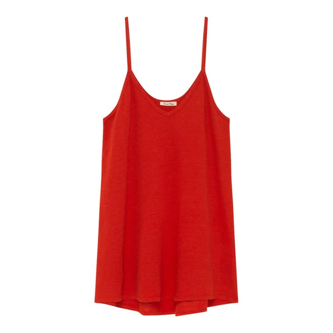American Vintage Red V Collar Thin Straps Trapeze Tank Top