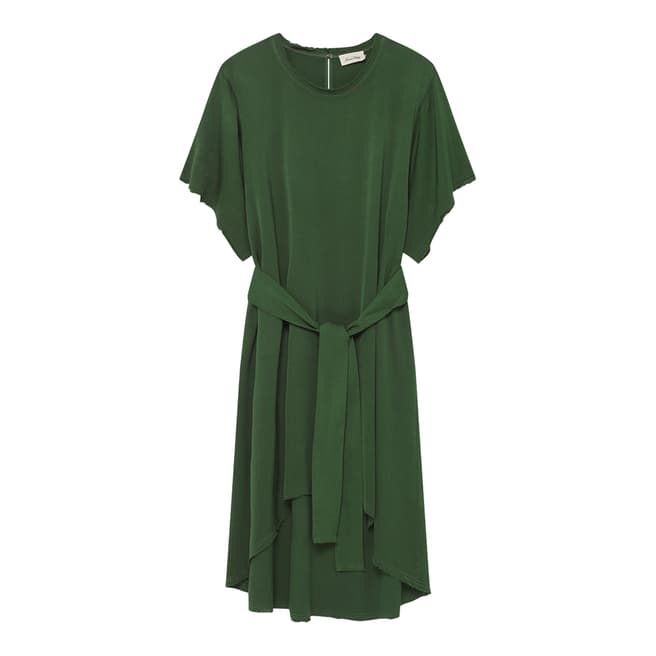 American Vintage Green Round Collar Short Sleeves Oversized Dress