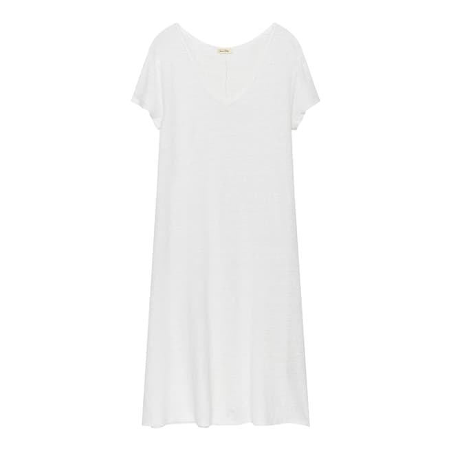 American Vintage White V Collar Short sleeves Tunic Dress