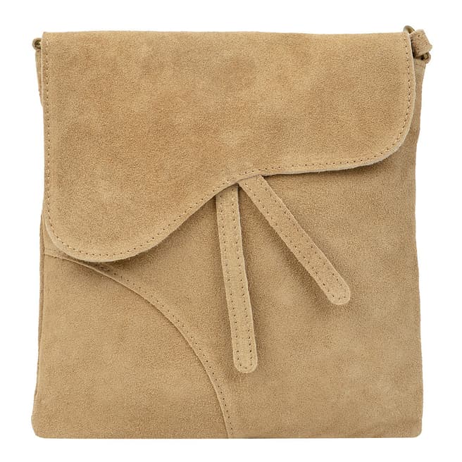 Luisa Vannini Sand Suede Leather Shoulder Bag