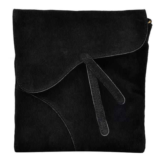 Luisa Vannini Black Suede Leather Shoulder Bag