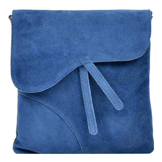 Luisa Vannini Cobalt Blue Suede Leather Shoulder Bag
