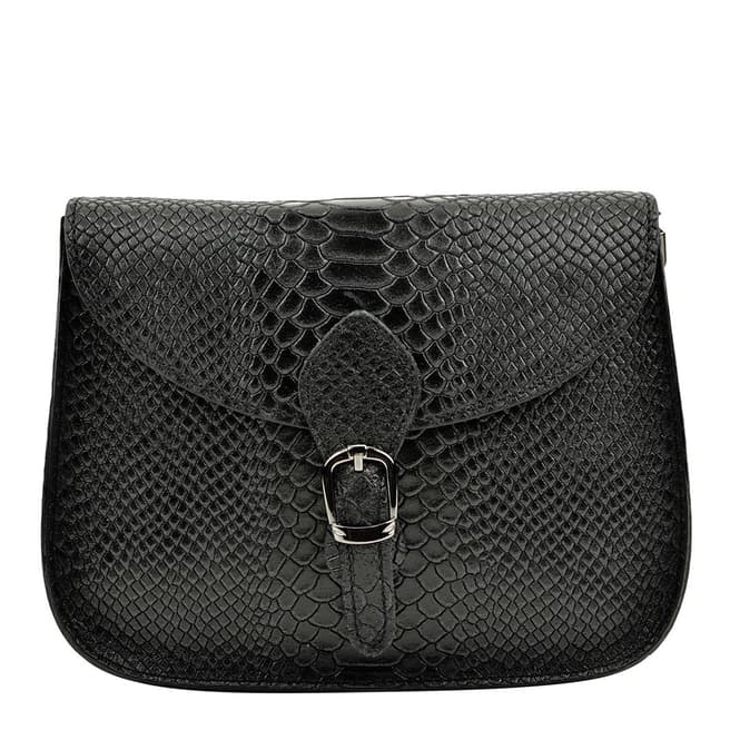 Luisa Vannini Black Snake Leather Shoulder Bag