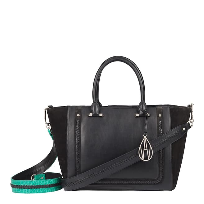 Amanda Wakeley Black/Emerald Croc Johansson Tote Leather Bag