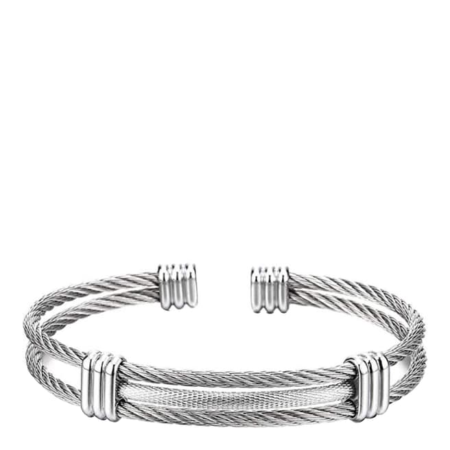 Stephen Oliver Silver Plated Cable Cuff Bangle