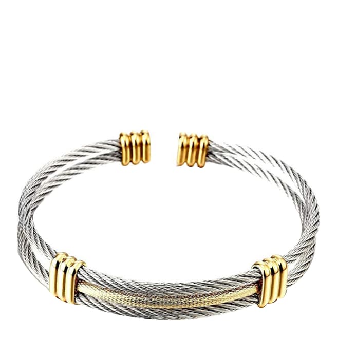 Stephen Oliver 18K Gold Plated/ Silver Plated Cable Cuff Bangle