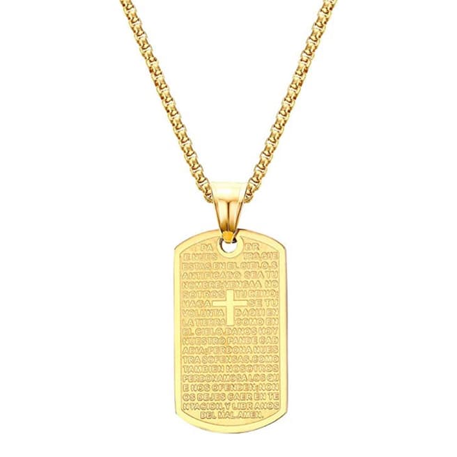 Stephen Oliver 18K Gold Plated Religious Cross Tag Necklace