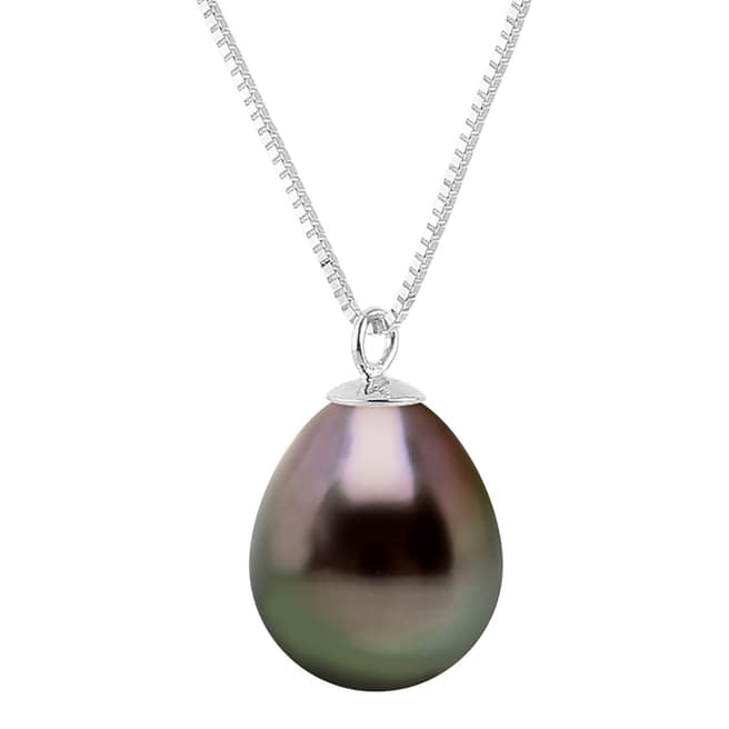Just Pearl Silver Tahiti Pear Pearl Pendant Necklace 9-10mm