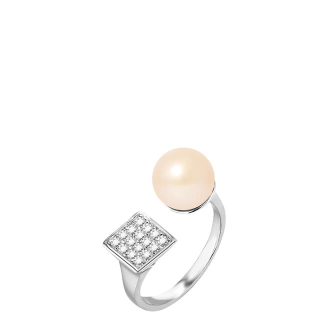 Just Pearl Natural Pink Button Pearl Adjustable Ring 9-10mm