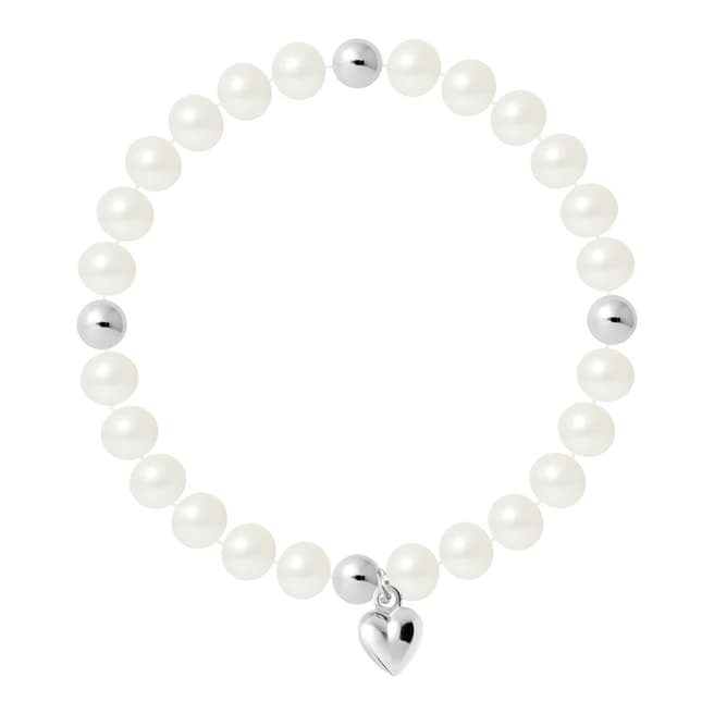 Just Pearl Natural White Half Round Pearl Bracelet 7-8mm
