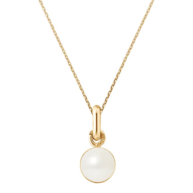 Just Pearl Yellow Gold Button Pearl Pendant Locket Necklace 6-7mm