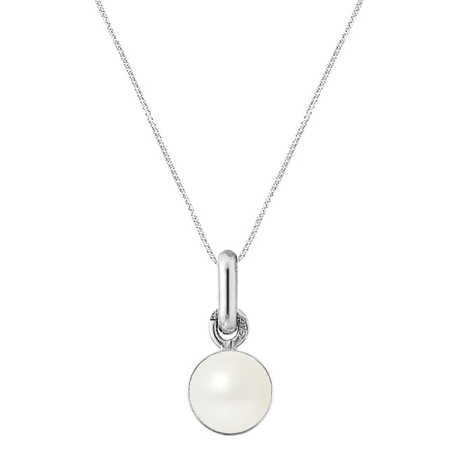 Just Pearl White Gold Button Pearl Pendant Locket Necklace 6-7mm