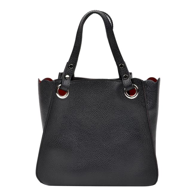 Luisa Vannini Black Leather Tote Bag