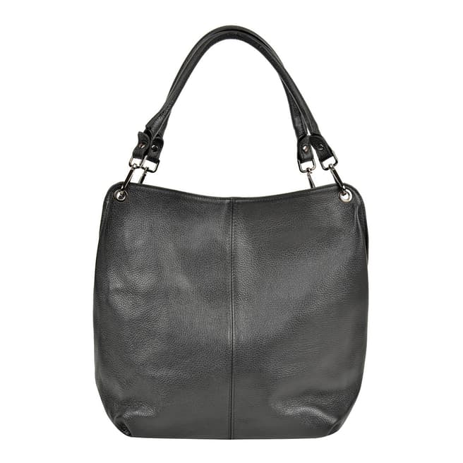 Anna Luchini Black Leather Double Handle Bag