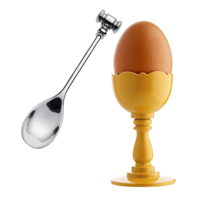 Alessi Yellow Dressed Egg Cup with Spoon